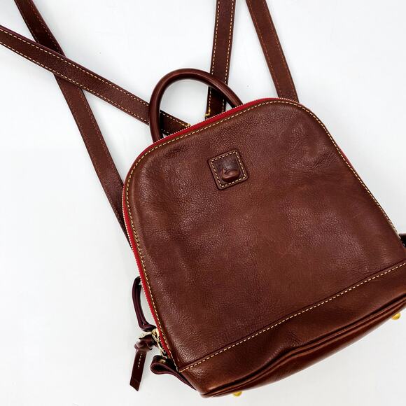 Dooney & Bourke Brown Chestnut Leather Florentine Zip Pod Backpack - Picture 2 of 10